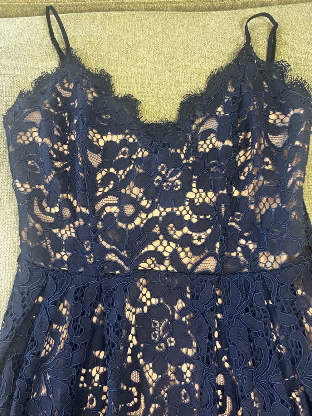 H&M Navy Floral Lace Mid Dress